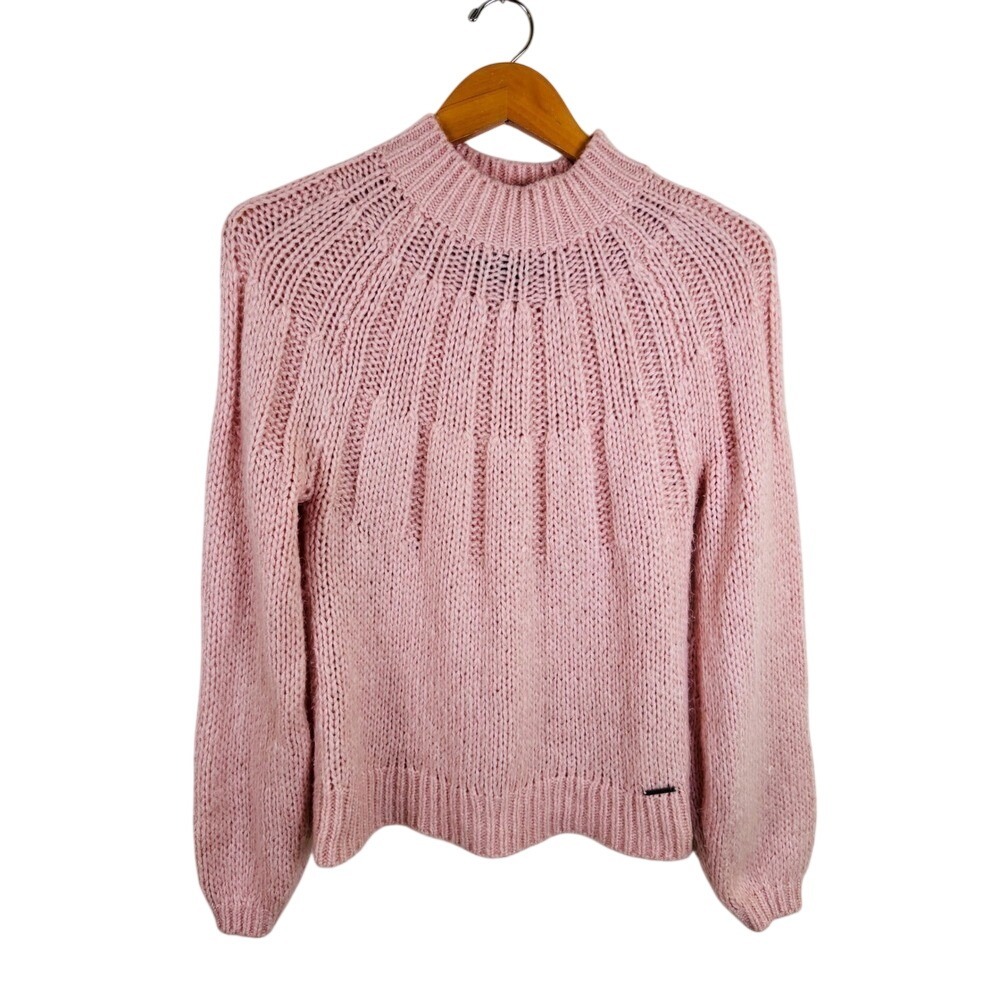 Abercrombie & Fitch Women's Small Pink Knit Mock Neck Long Sleeve Sweater Soft‎